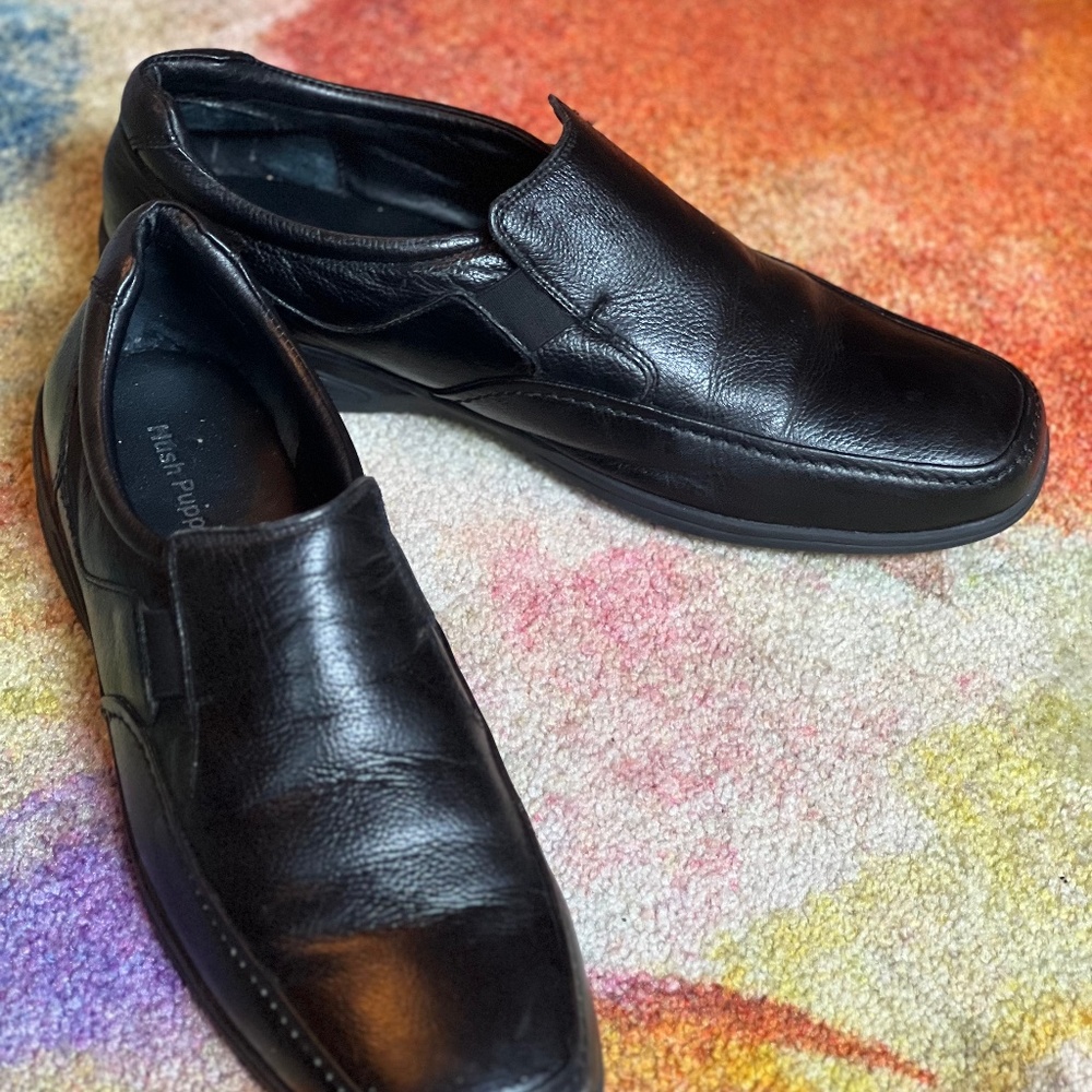 Men’s Hush Puppies Leather Loafers (Black) Size 11.5